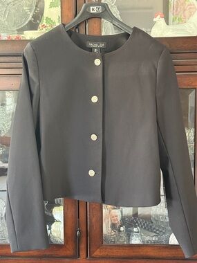 Rachel Zoe Black Cropped Buttoned Blazer